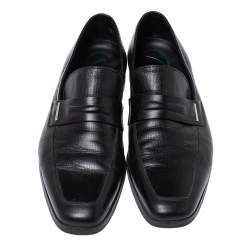 Ermenegildo Zegna Black Leather Penny Loafers Size 44