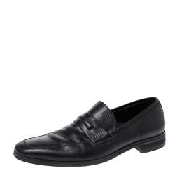 Ermenegildo Zegna Black Leather Penny Loafers Size 44