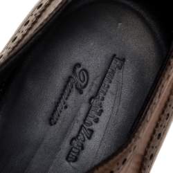 Pre Owned Ermenegildo Zegna Brown Brogue Detail Leather Lace Up Oxfords Size 45