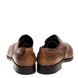 Pre Owned Ermenegildo Zegna Brown Brogue Detail Leather Lace Up Oxfords Size 45