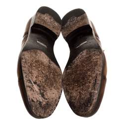 Pre Owned Ermenegildo Zegna Brown Brogue Detail Leather Lace Up Oxfords Size 45