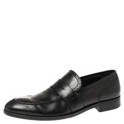 Pre Owned Ermenegildo Zegna Black Leather Penny Loafers Size 43.5