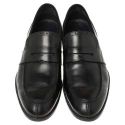 Pre Owned حذاء لوفرز ايرمنيجيلدو زينيا بينى جلد أسود مقاس 43.5