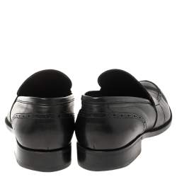 Pre Owned حذاء لوفرز ايرمنيجيلدو زينيا بينى جلد أسود مقاس 43.5