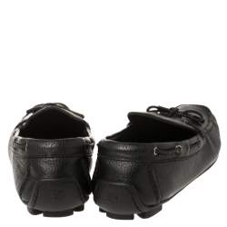 Ermenegildo Zegna Black Leather Bow Loafers Size 42