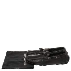Ermenegildo Zegna Black Leather Bow Loafers Size 42