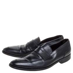 Ermenegildo Zegna Black Leather Penny Loafers Size 45