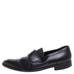 Ermenegildo Zegna Black Leather Penny Loafers Size 45