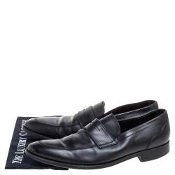 Ermenegildo Zegna Black Leather Penny Loafers Size 45