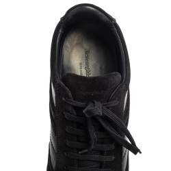 Ermenegildo Zegna Blue Suede Leather Low Top Sneakers Size 41.5 