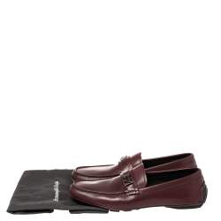 Ermenegildo Zegna Burgundy Leather Loafers Size 43