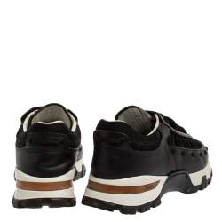 مملوكة مسبقًا حذاء رياضي ايرمنيجيلدو زينيا كلاديو شبك وجلد أسود مقاس 43