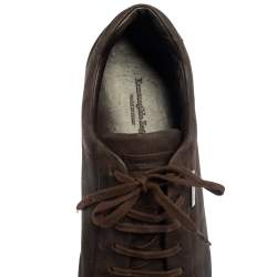Pre Owned Ermenegildo Zegna Brown Canvas Low Top Sneakers Size 43.5
