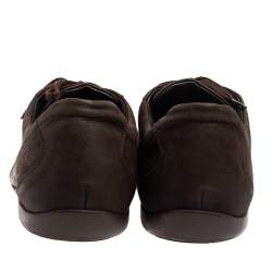 Pre Owned Ermenegildo Zegna Brown Canvas Low Top Sneakers Size 43.5