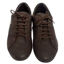Pre Owned Ermenegildo Zegna Brown Canvas Low Top Sneakers Size 43.5