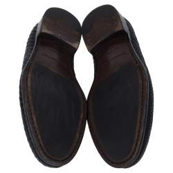 Pre Owned حذاء لوفرز إيرمنجليدو زينيا جلد أسود مغزول مقاس 40