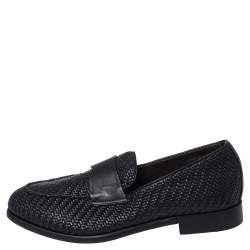 Pre Owned حذاء لوفرز إيرمنجليدو زينيا جلد أسود مغزول مقاس 40