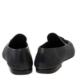 Pre Owned حذاء لوفرز إيرمنجليدو زينيا جلد مغزول أزرق داكن بشراشيب ليدو مقاس 42