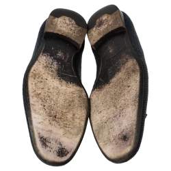 Pre Owned حذاء لوفرز إيرمنجليدو زينيا جلد مغزول أزرق داكن بشراشيب ليدو مقاس 42