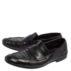 Pre Owned Ermenegildo Zegna Black Leather Penny Loafers Size 45