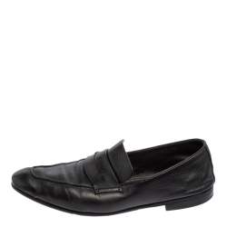 Pre Owned Ermenegildo Zegna Black Leather Penny Loafers Size 45