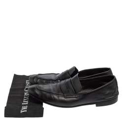 Pre Owned Ermenegildo Zegna Black Leather Penny Loafers Size 45