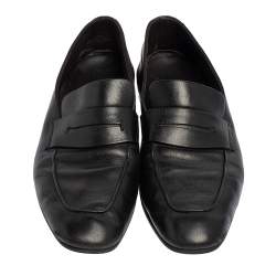 Pre Owned Ermenegildo Zegna Black Leather Penny Loafers Size 45
