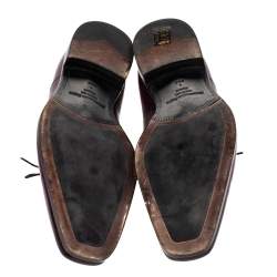 Pre Owned Ermenegildo Zegna Burgundy Leather Lace Up Oxfords Size 43