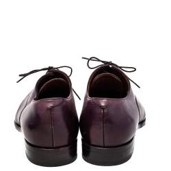 Pre Owned Ermenegildo Zegna Burgundy Leather Lace Up Oxfords Size 43