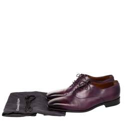 Pre Owned Ermenegildo Zegna Burgundy Leather Lace Up Oxfords Size 43