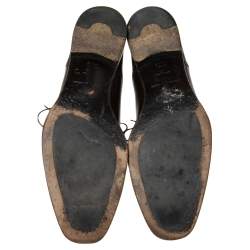 Pre Owned Ermenegildo Zegna Brown Leather Lace Up Oxfords 43.5