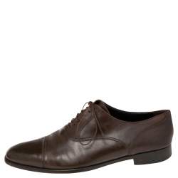 Pre Owned Ermenegildo Zegna Brown Leather Lace Up Oxfords 43.5