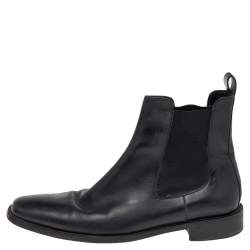 Pre Owned  Ermenegildo Zegna Black Leather Chelsea Boots Size 42