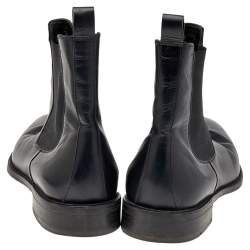 Pre Owned  Ermenegildo Zegna Black Leather Chelsea Boots Size 42