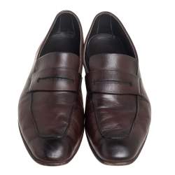 مملوكة مسبقًا حذاء لوفرز إيرمنجليدو زينيا بيني جلد بني مقاس 44.5