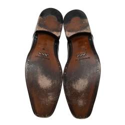 Pre Owned Ermenegildo Zegna Black Leather Monk Strap Oxfords Size 42.5