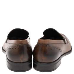 Pre Owned حذاء لوفرز بيني إيرمنجليدو زينيا بروغي بني أومبريه مقاس 42.5