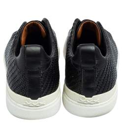 مملوكة مسبقًا Ermenegildo Zegna Couture Black Woven Leather Pelle Tessuta Slip On Sneakers Size 43