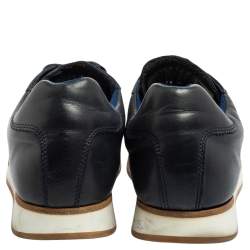 Pre Owned حذاء رياضي إرمنيجيلدو زينيا جلد أزرق كحلي برباط مقاس 42.5