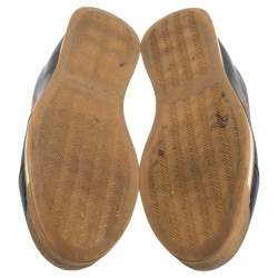 Pre Owned حذاء رياضي إرمنيجيلدو زينيا جلد أزرق كحلي برباط مقاس 42.5