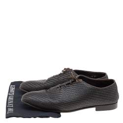 Ermenegildo Zegna Dark Brown Woven Leather Lace Up Oxford Size 44