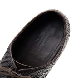 Ermenegildo Zegna Dark Brown Woven Leather Lace Up Oxford Size 44