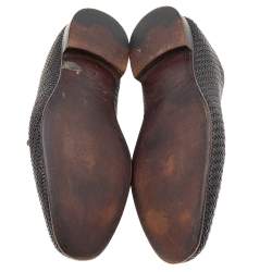 Ermenegildo Zegna Dark Brown Woven Leather Lace Up Oxford Size 44