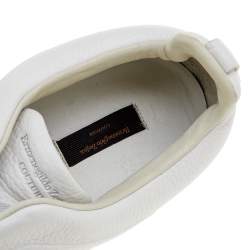 Pre Owned Ermenegildo Zegna Couture White Leather Triple Stitch Low Top Sneakers Size 46
