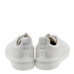 Pre Owned Ermenegildo Zegna Couture White Leather Triple Stitch Low Top Sneakers Size 46