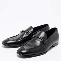 Ermenegildo Zegna Black Leather Buckle Loafers Size 41.5