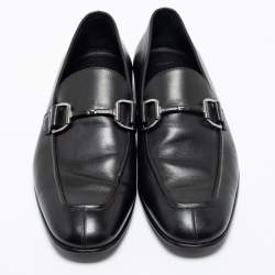 Ermenegildo Zegna Black Leather Buckle Loafers Size 41.5