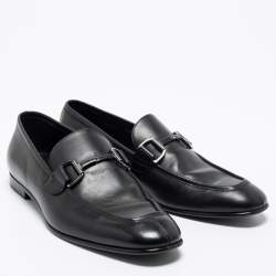 Ermenegildo Zegna Black Leather Buckle Loafers Size 41.5