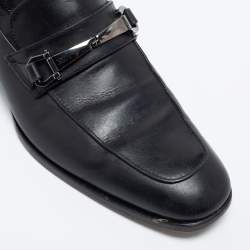 Ermenegildo Zegna Black Leather Buckle Loafers Size 41.5