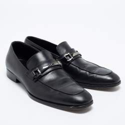 Ermenegildo Zegna Black Leather Buckle Loafers Size 41.5